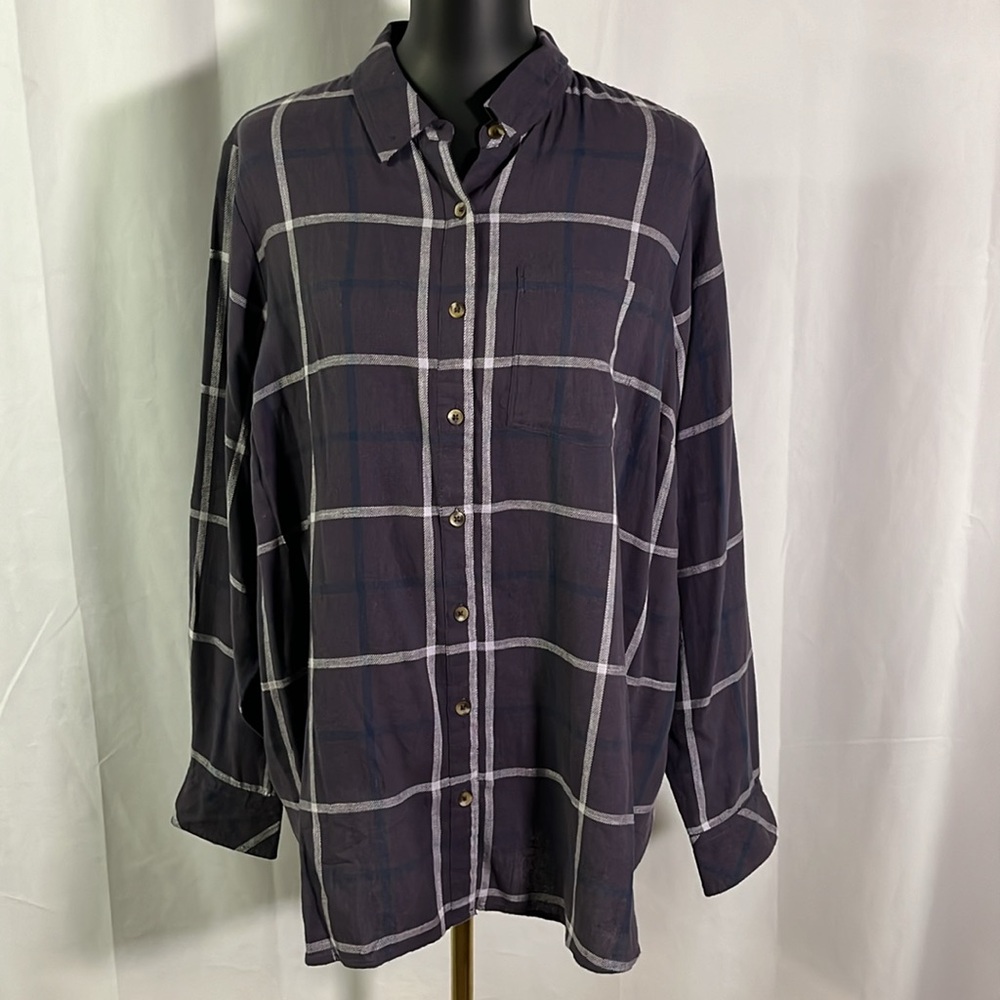 🛍 6 for $35 • Sonoma Purple & Navy Plaid Essential Everyday Button Down Shirt